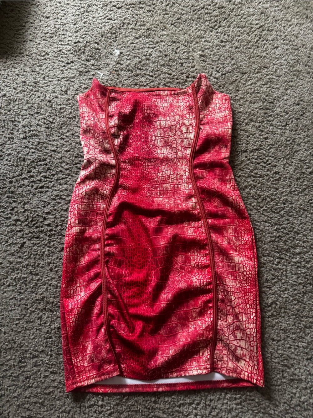 Red Faux-Snakeskin Bodycon Dress